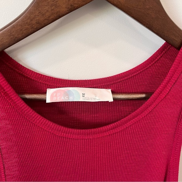 Free People Beach Rasberry red tank dress racer back M - Picture 4 of 6